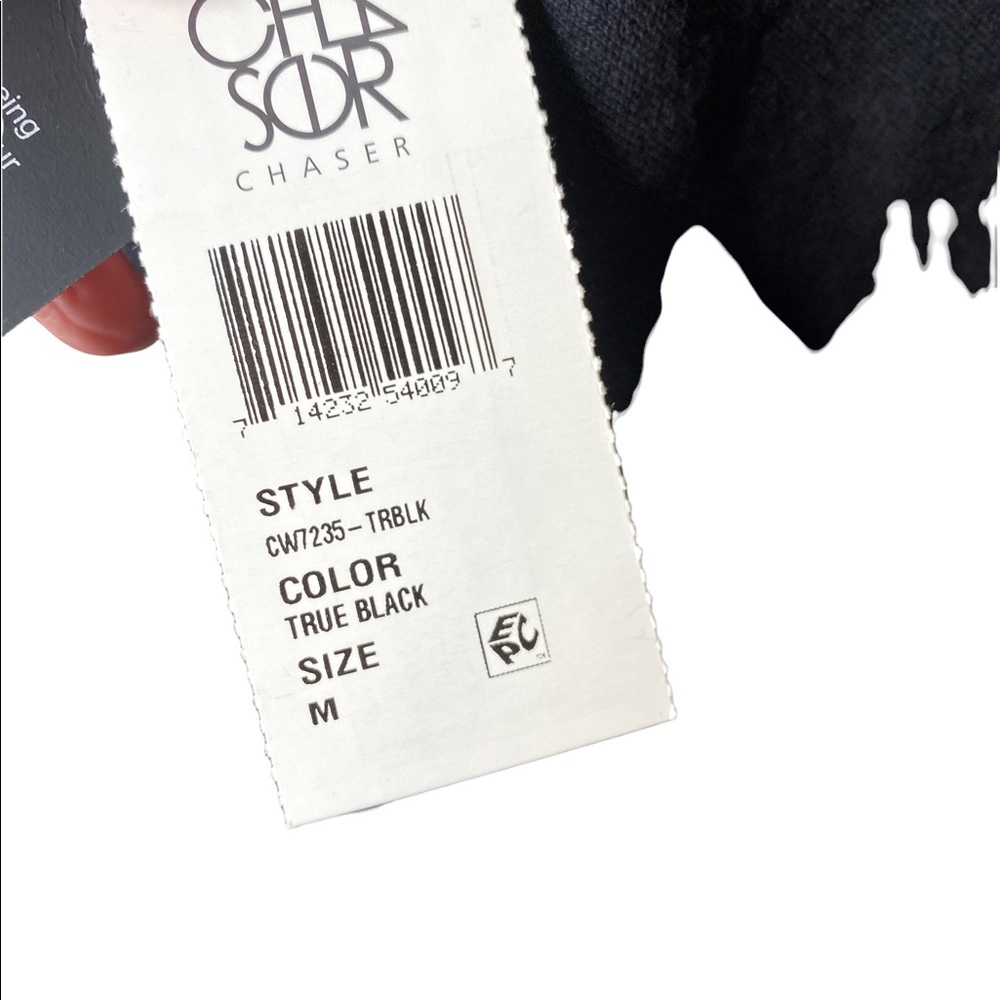 NWT Chaser Baby Rib Cold Shoulder Ruffle Sleeve Black Top Medium - Picture 6 of 6